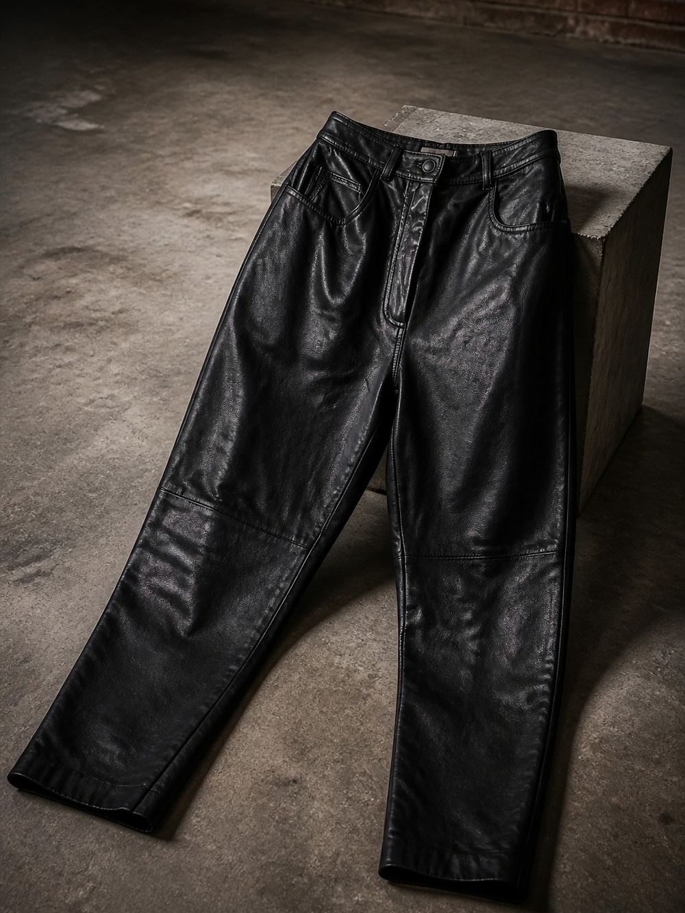 π£ Vintage Rare 90s Black π€ Lambskin Leather ποΈ Bikercore Pants πSize 6 - Picture 5 of 16